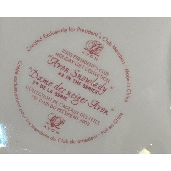 Avon Snowlady Candy Dish 2003 Presidents Club Collection Holiday Snowman Ceramic - Picture 9 of 12